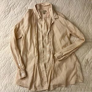 Burberry Brit Tan and White Striped Button Down Shirt